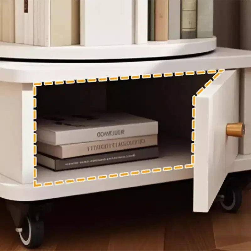 Chic Crate Libreria a 6 Livelli Girevole a 360° con Ruote e Cassetto, Salvaspazio per Camera da Letto e Ufficio