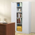 71" Steel Locking Storage Cabinet with 2 Magnetic Doors & 4 Adjustable Shelves – White