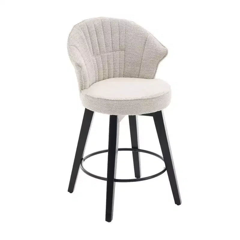 Zeus & Ruta Set di 2 Sgabelli da Bar Girevoli con Schienale Alto da 25" con Rivestimento in ciniglia, Gambe in Legno e Altezza Regolabile
