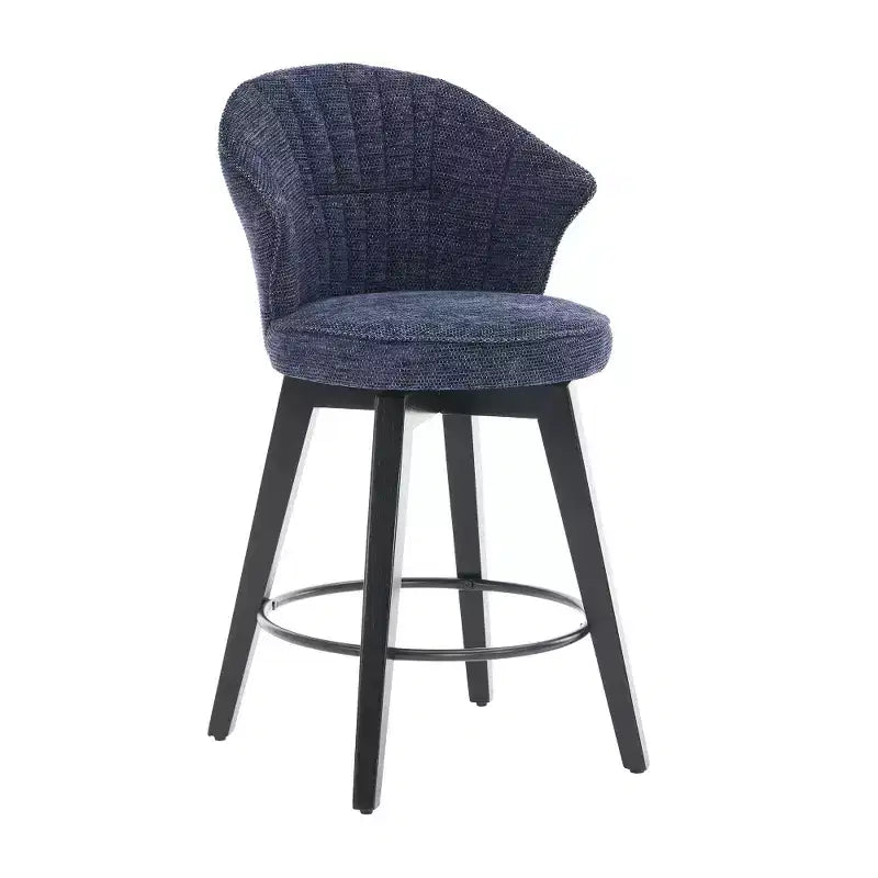 Zeus & Ruta Set di 2 Sgabelli da Bar Girevoli con Schienale Alto da 25" con Rivestimento in ciniglia, Gambe in Legno e Altezza Regolabile