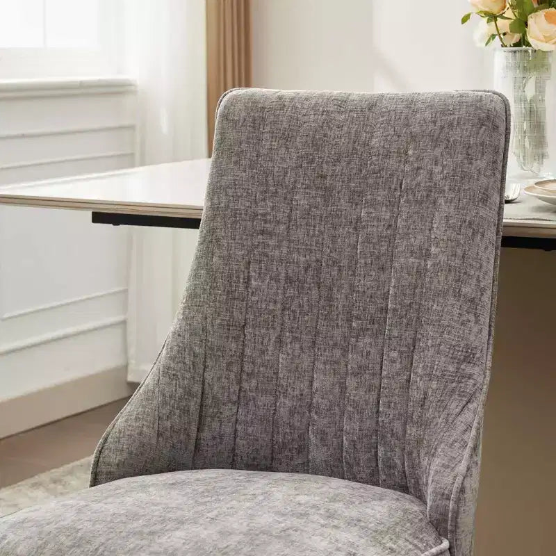 Chenille Upholstered Dining Chairs with Steel Legs – Set of 2, Modern Style