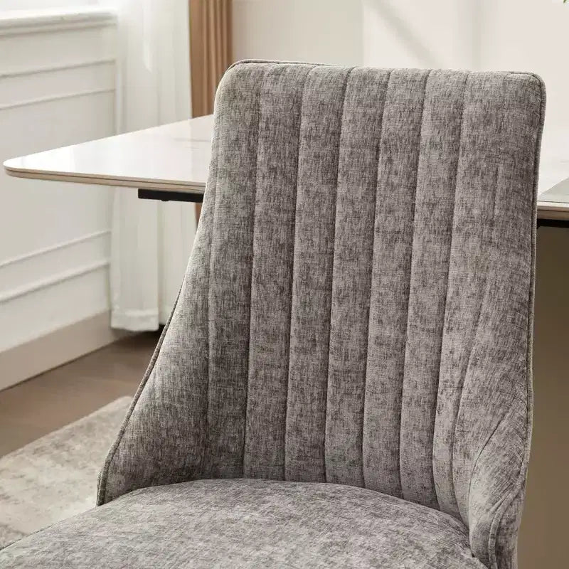Chenille Upholstered Dining Chairs with Steel Legs – Set of 2, Modern Style
