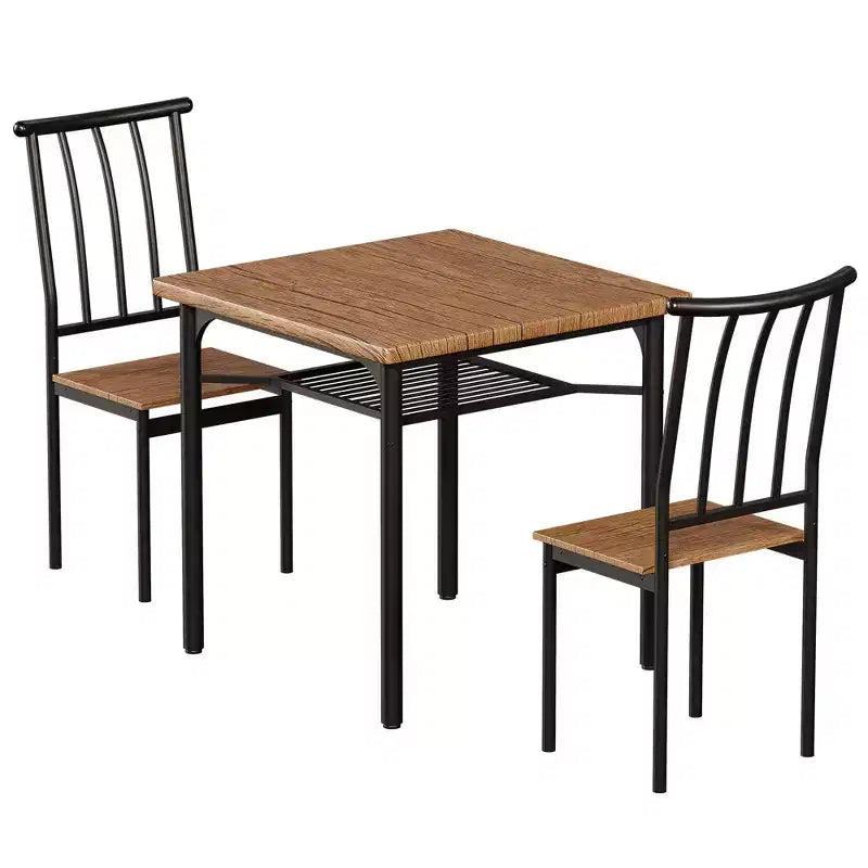 3-Piece Dining Table Set with Wine Rack – Space-Saving for Small Apartments
