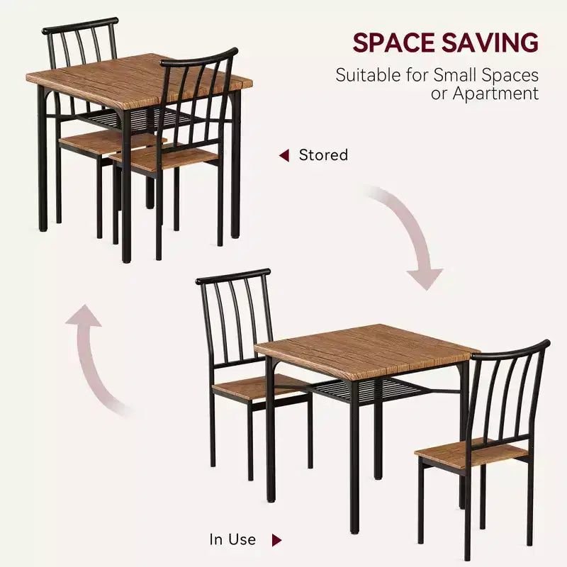 3-Piece Dining Table Set with Wine Rack – Space-Saving for Small Apartments