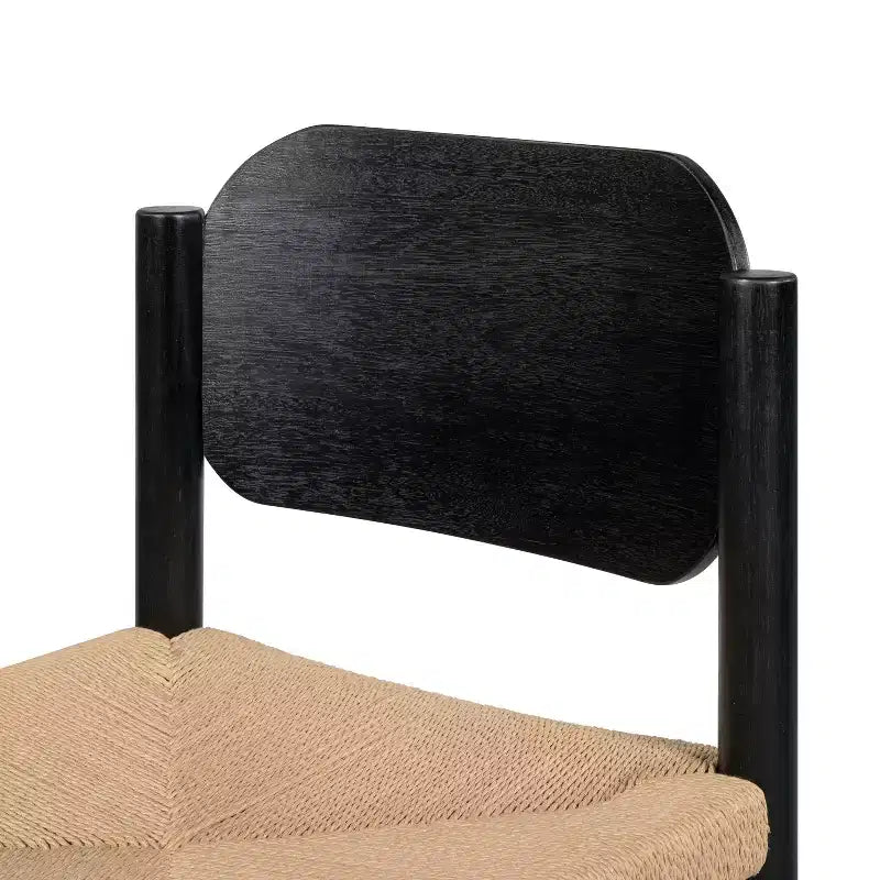 Mid-Century Modern Acacia Wood Dining Chairs with Paper Rope Weave – Set of 2