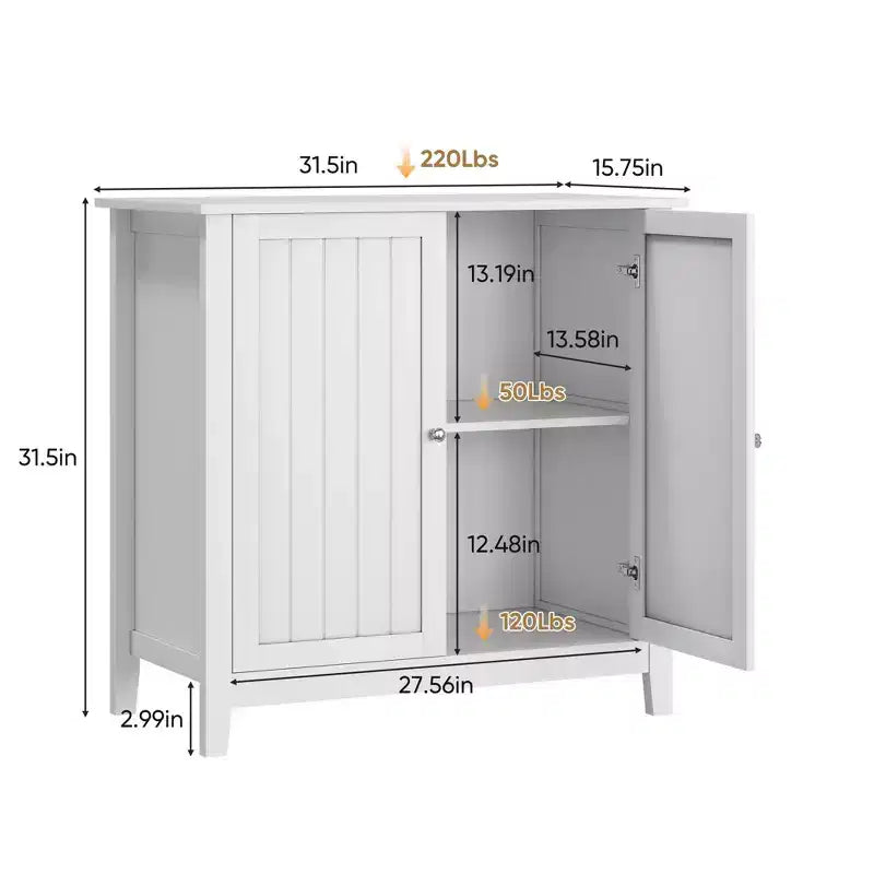 31.5" Mid-Century Modern Freestanding Storage Cabinet with Double Door