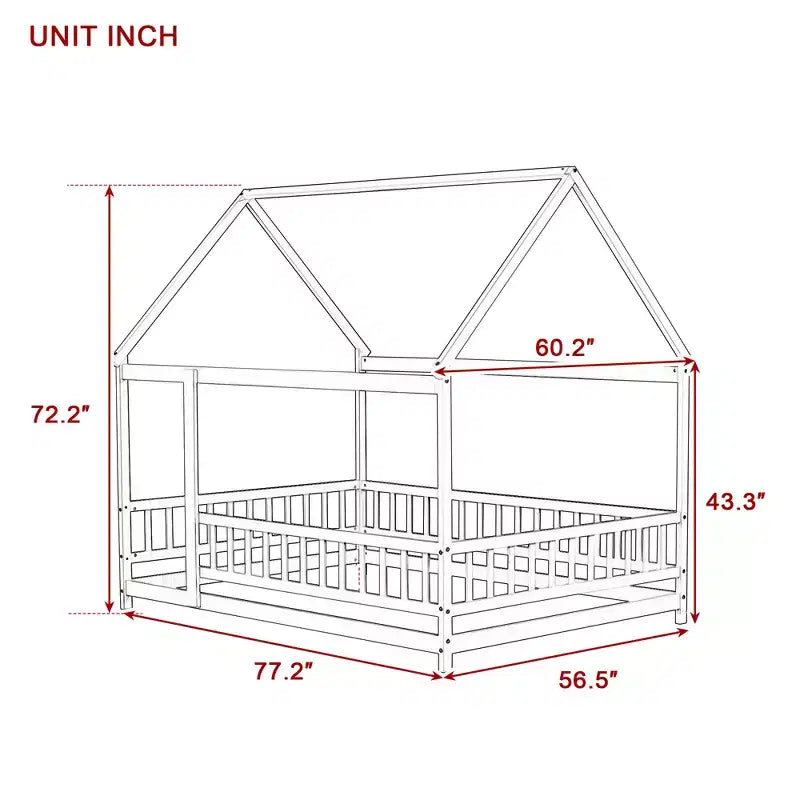 MAYEERTY Letto in legno con doghe a pavimento e sponde di sicurezza, colore grigio