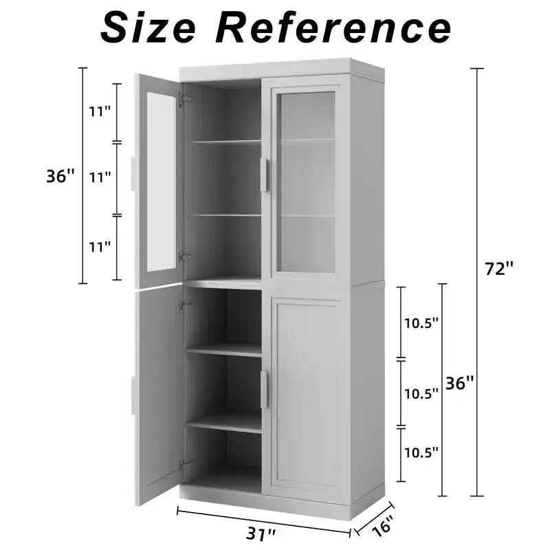 Freestanding Wood Pantry Cabinet with Shelves & Doors – Large Kitchen Storage