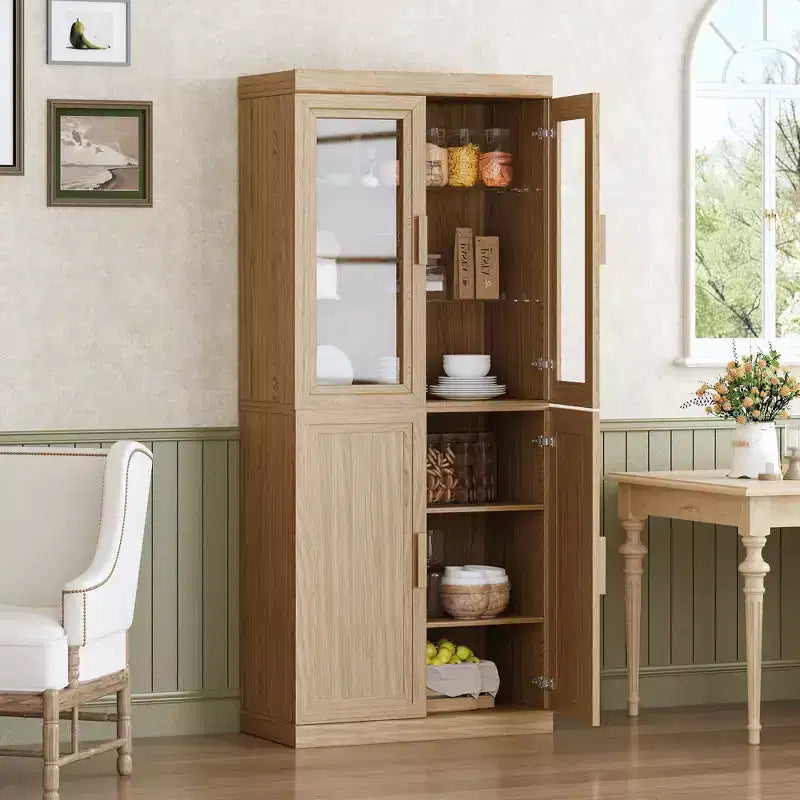 Freestanding Wood Pantry Cabinet with Shelves & Doors – Large Kitchen Storage