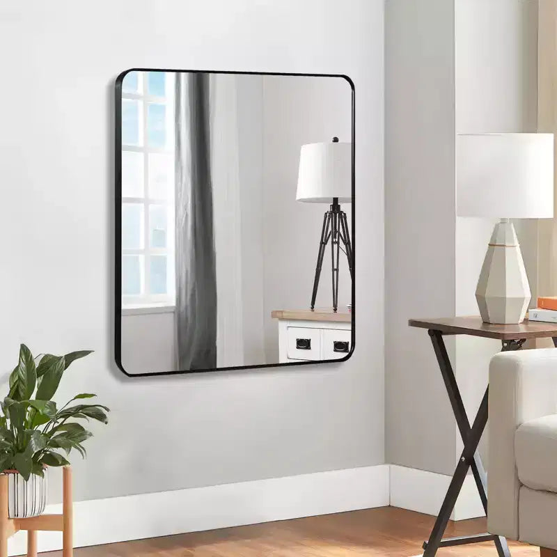 Specchio da parete quadrato da bagno con cornice in metallo nero - Elegante e resistente