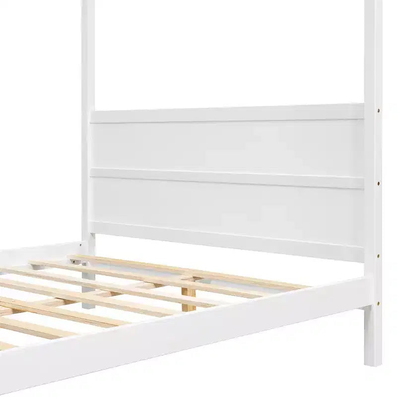 Letto a baldacchino Whisen Queen Size con testiera e pediera, contenitore sottorete e design adatto all'arredamento