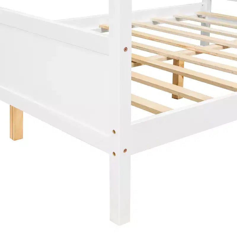 Letto a baldacchino Whisen Queen Size con testiera e pediera, contenitore sottorete e design adatto all'arredamento