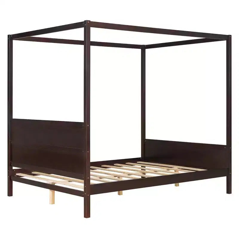 Letto a baldacchino Whisen Queen Size con testiera e pediera, contenitore sottorete e design adatto all'arredamento