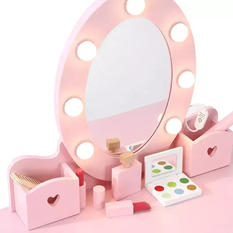Princess Vanity Set for Girls with Light-Up Mirror, Makeup Table & Stool – Ages 3–9