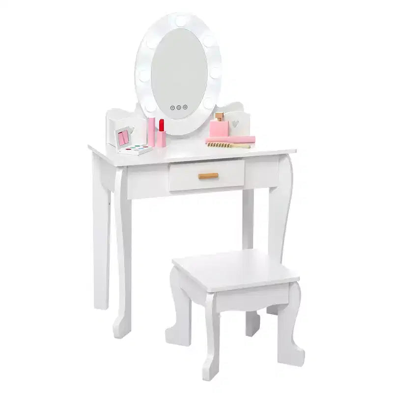 Princess Vanity Set for Girls with Light-Up Mirror, Makeup Table & Stool – Ages 3–9