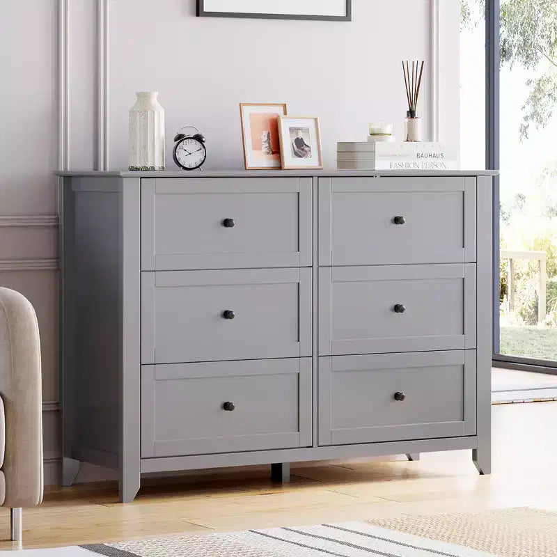 CuisinSmart Cassettiera in Legno per Camera da Letto, 6 Cassetti e Maniglie in Metallo, Organizer per Armadio, per Soggiorno, Corridoio, Moderna Minimalista