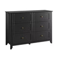 CuisinSmart Wood Dresser for Bedroom, 6 Drawer & Metal Handle, Closet Store Organizer, for Living Room, Hallway, Modern Minimalist
