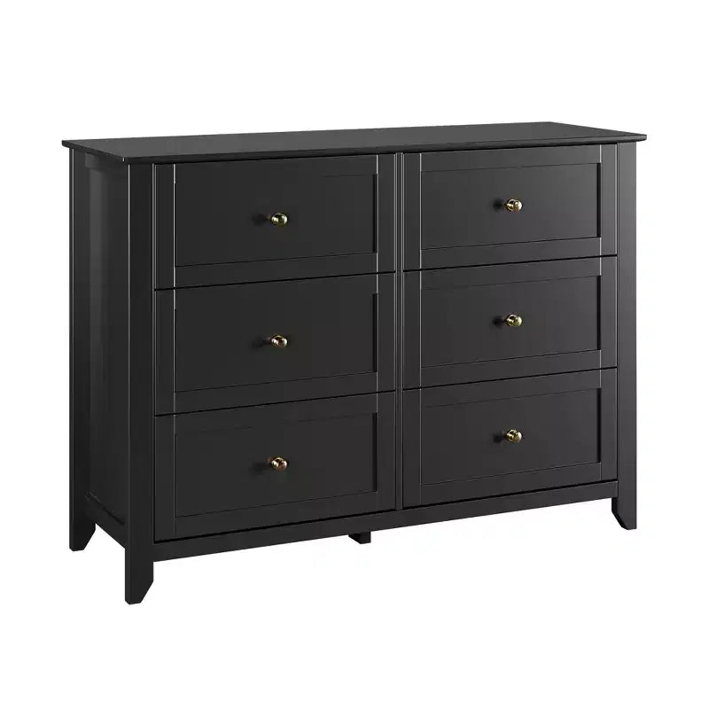 CuisinSmart Wood Dresser for Bedroom, 6 Drawer & Metal Handle, Closet Store Organizer, for Living Room, Hallway, Modern Minimalist