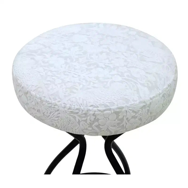 29" Floral Print Upholstered Round Bar Stools with Footrest – Set of 2, Black & White