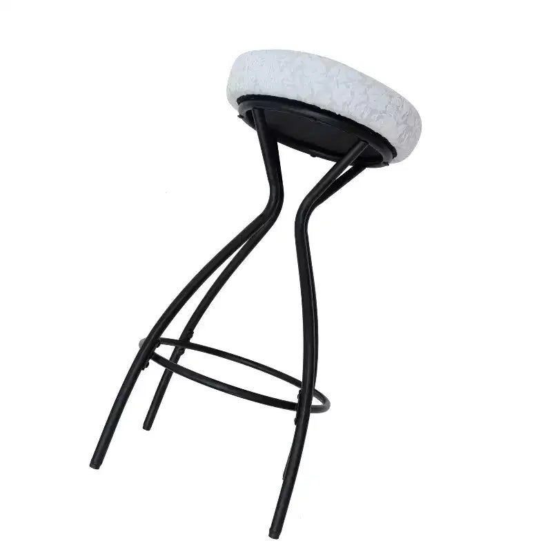 29" Floral Print Upholstered Round Bar Stools with Footrest – Set of 2, Black & White