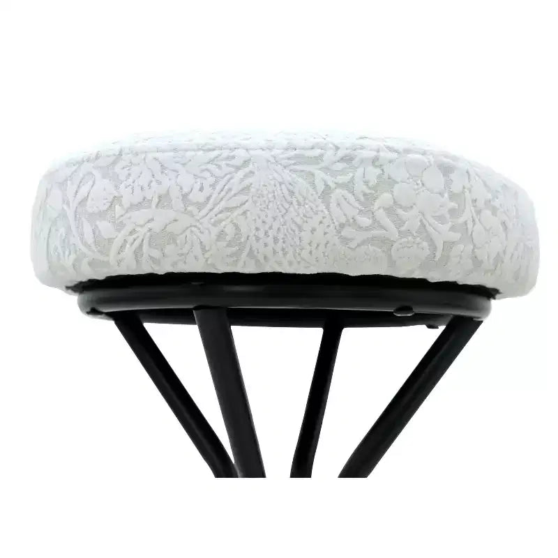 29" Floral Print Upholstered Round Bar Stools with Footrest – Set of 2, Black & White