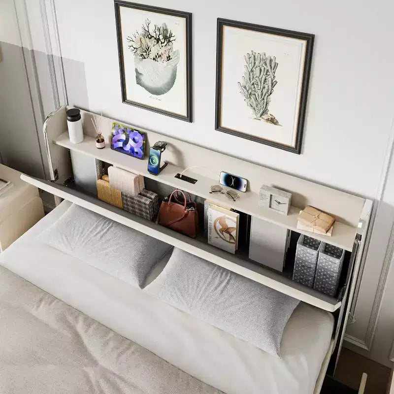 Queen Bed Frame with 4 Storage Drawers, Velvet Upholstered Platform Bed Frame, Wooden Slats Support, No Box Spring Needed, 1000lbs Support, Beige