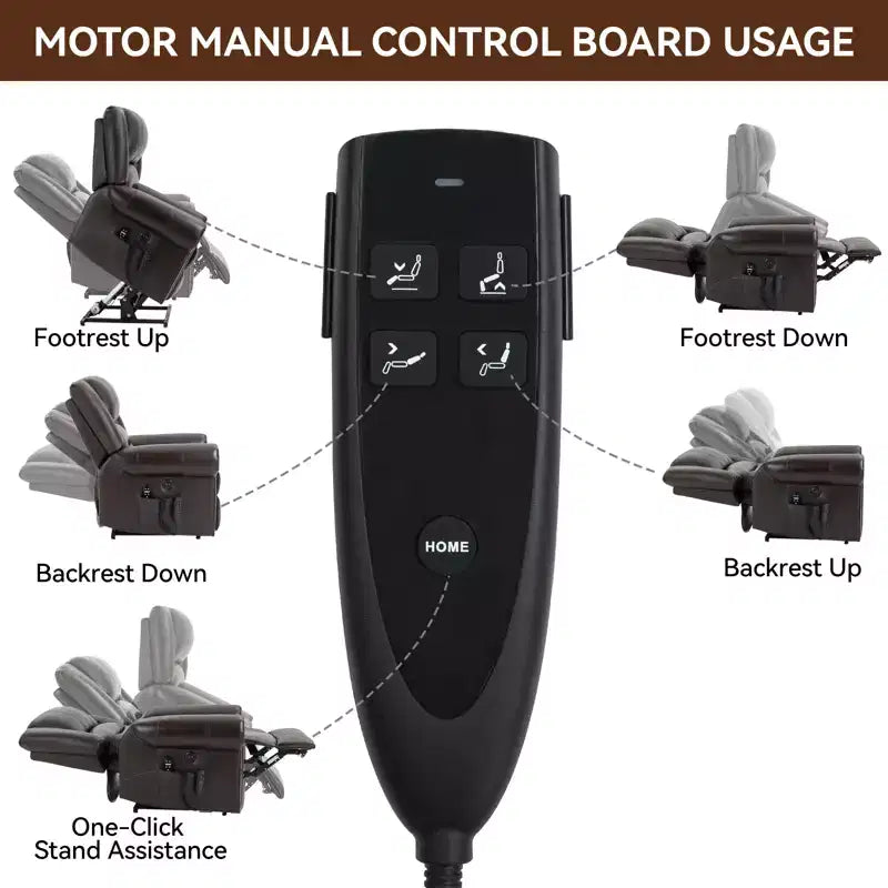 Poltrona reclinabile elettrica CLIHOME con funzione Power Lift, massaggio riscaldante, doppio motore, posizioni infinite, vera pelle, meccanismo di movimento per carichi pesanti con porte USB