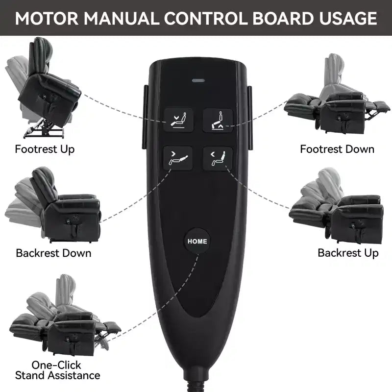 Poltrona reclinabile elettrica CLIHOME con funzione Power Lift, massaggio riscaldante, doppio motore, posizioni infinite, vera pelle, meccanismo di movimento per carichi pesanti con porte USB