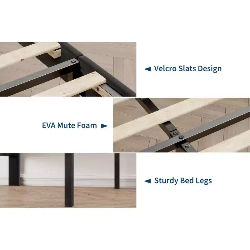 Velvet Upholstered Platform Bed Frame with Channel Tufted Headboard & Wood Slats
