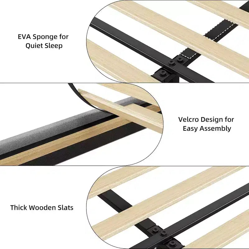 Full/Queen Size Upholstered Bed Frame with Storage Headboard, Drawer, Charging Station, Linen Platform, No Box Spring Needed