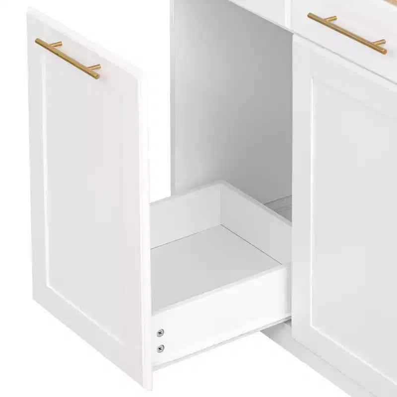 Whisen 59.3 Isola da Cucina, 2 Organizer Estraibili, Ribalta, Contenitore per Immondizia e Porta Spezie