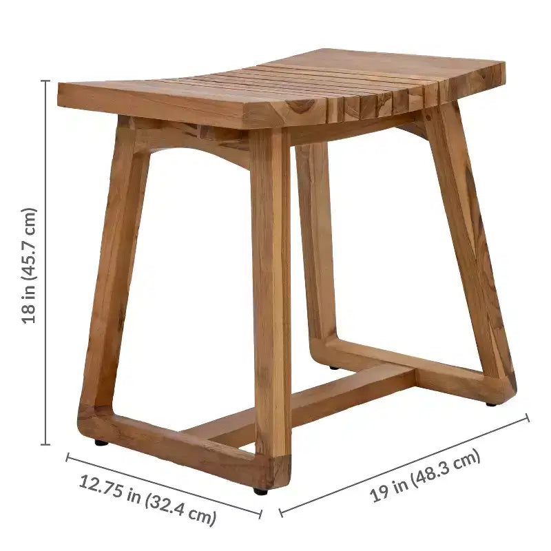 Panca doccia Sunnydaze in legno massello di teak da 19 pollici con design curvo ergonomico