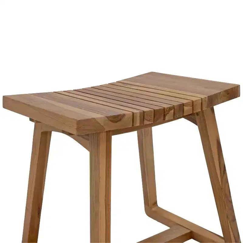Panca doccia Sunnydaze in legno massello di teak da 19 pollici con design curvo ergonomico