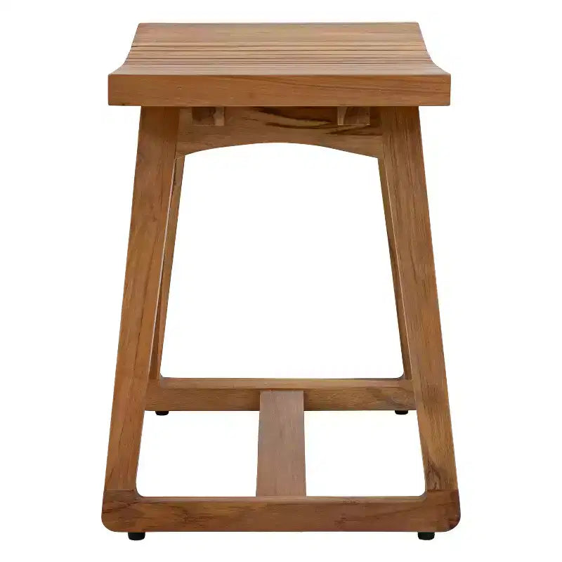 Panca doccia Sunnydaze in legno massello di teak da 19 pollici con design curvo ergonomico