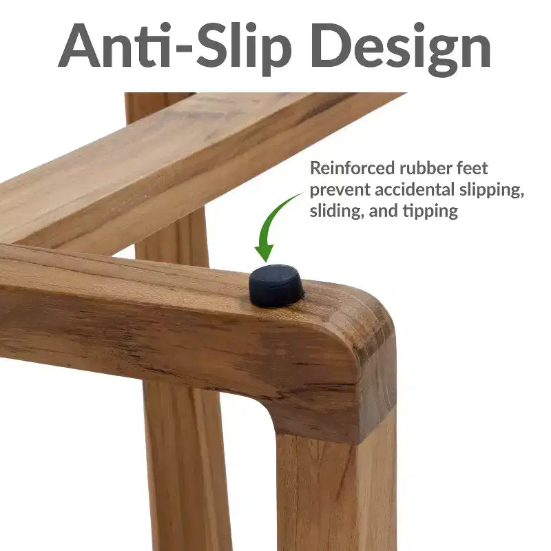 Panca doccia Sunnydaze in legno massello di teak da 19 pollici con design curvo ergonomico