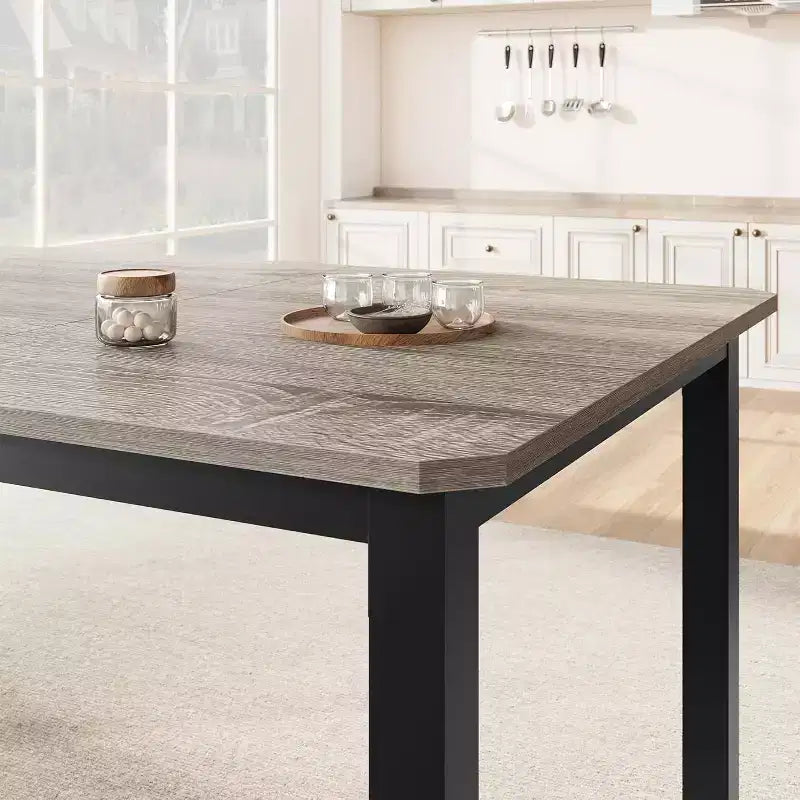 78.7" Industrial Dining Table for 6–8 People – Wood Top & Sturdy Metal Frame