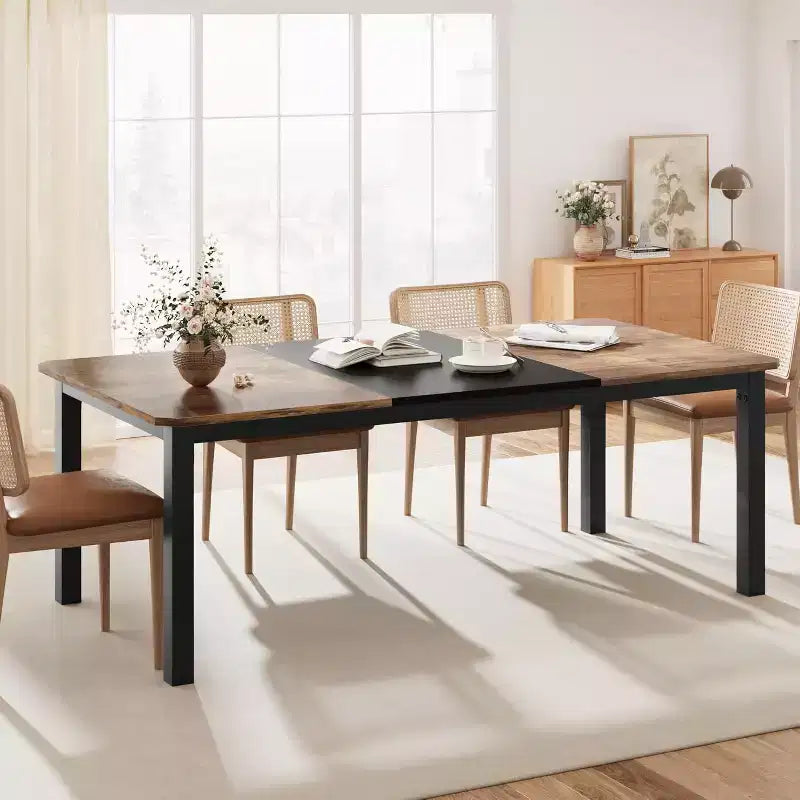 78.7" Industrial Dining Table for 6–8 People – Wood Top & Sturdy Metal Frame