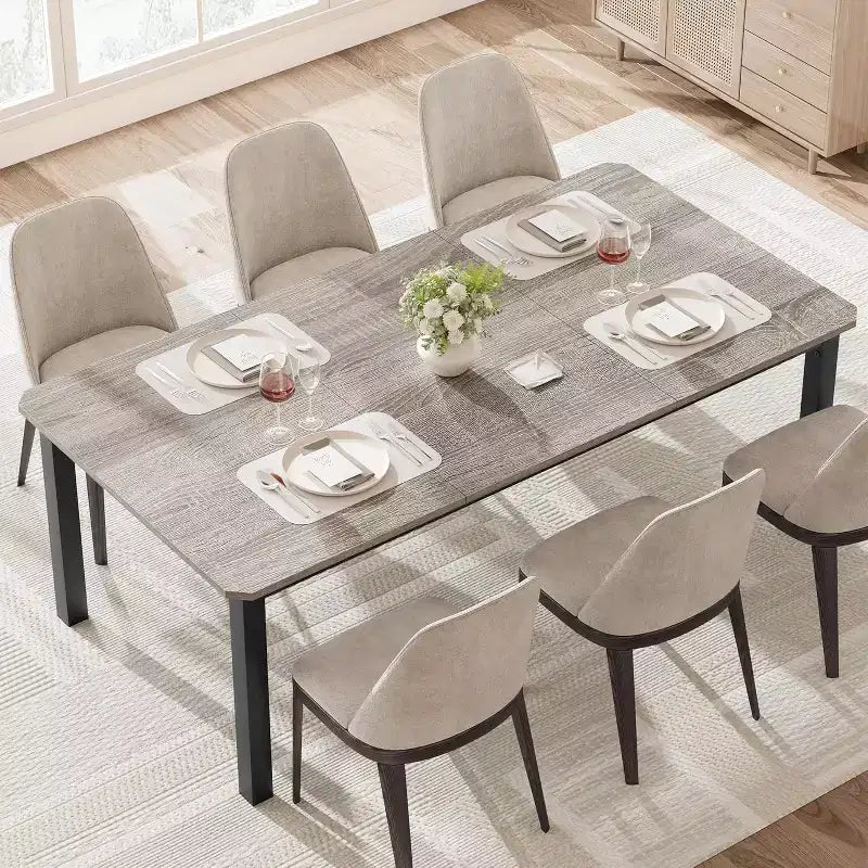 78.7" Industrial Dining Table for 6–8 People – Wood Top & Sturdy Metal Frame