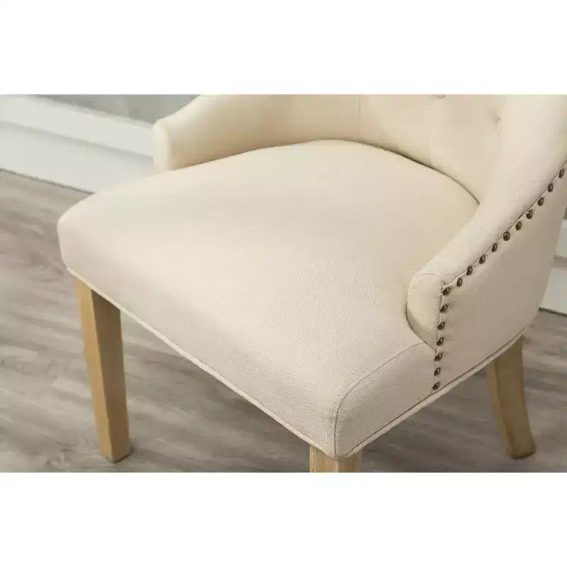 Wingback Dining Chairs Set of 2 – Button Tufted, Nailhead Trim, Solid Wood Frame
