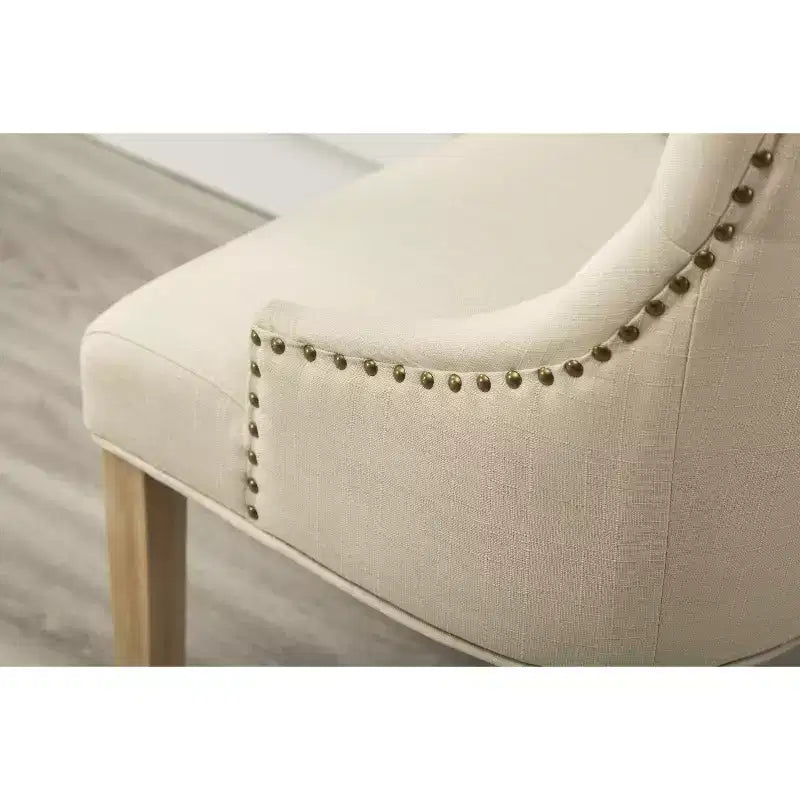Wingback Dining Chairs Set of 2 – Button Tufted, Nailhead Trim, Solid Wood Frame