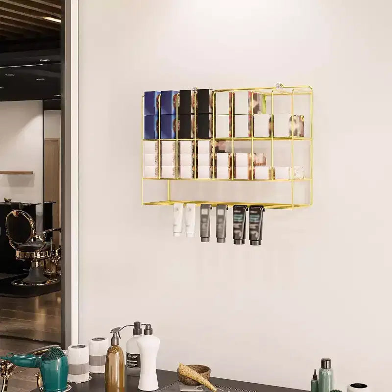 Espositore per Colori per Capelli, Portaoggetti da Parete a 2 Livelli in Metallo per Tubetti di Tinta per Capelli, Argento