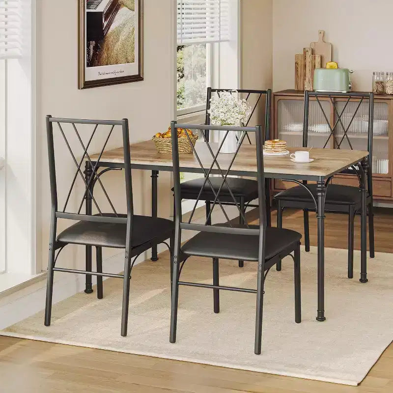 Set da pranzo 5 pezzi per 4-6 persone - Tavolo da cucina con panca imbottita, compatto per piccoli spazi, Burlywood