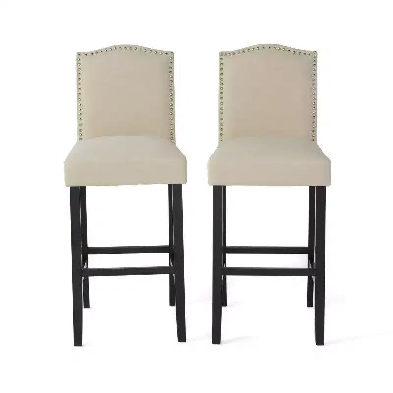 Sgabelli da bar imbottiti Christopher Knight Home Leona con finiture borchiate e schienale arcuato (set da 2)