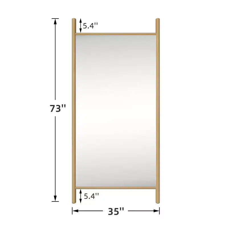 35"W x 73"H Ladder-Style Solid Wood Wall Mirror – Brown