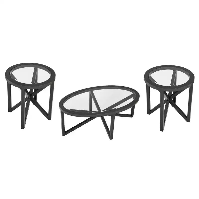 Glass Coffee Table End Table Cocktail Table Center Table Side Table Accent Table, Oval/Round - ModernLuxe