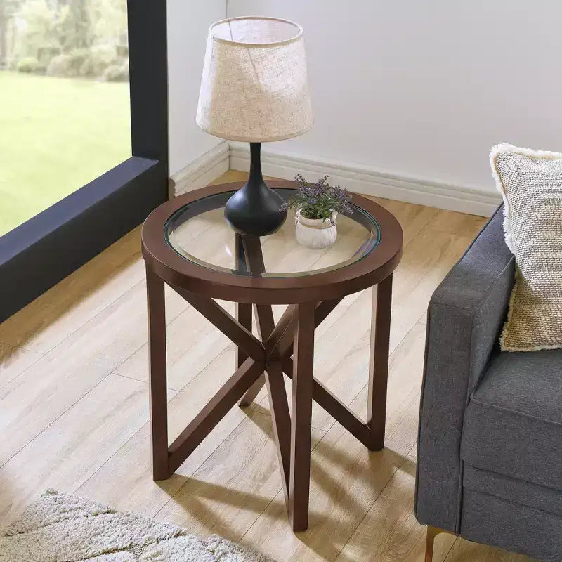 Glass Coffee Table End Table Cocktail Table Center Table Side Table Accent Table, Oval/Round - ModernLuxe