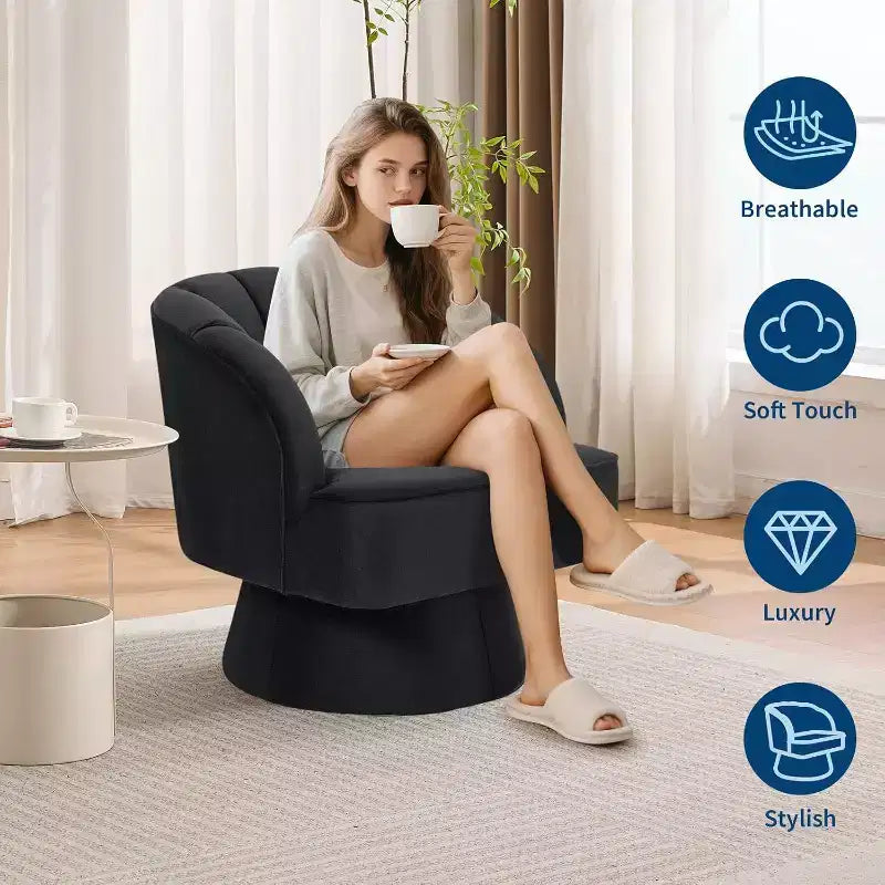 Poltrona girevole Acekool 360 - Poltrona lounge in morbido velluto teddy