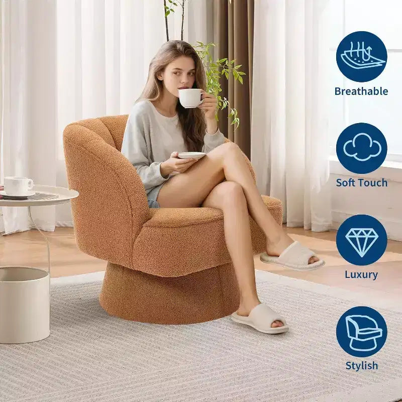 Poltrona girevole Acekool 360 - Poltrona lounge in morbido velluto teddy