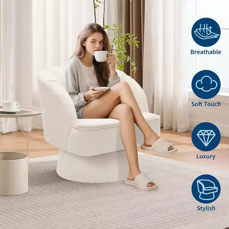 Poltrona girevole Acekool 360 - Poltrona lounge in morbido velluto teddy