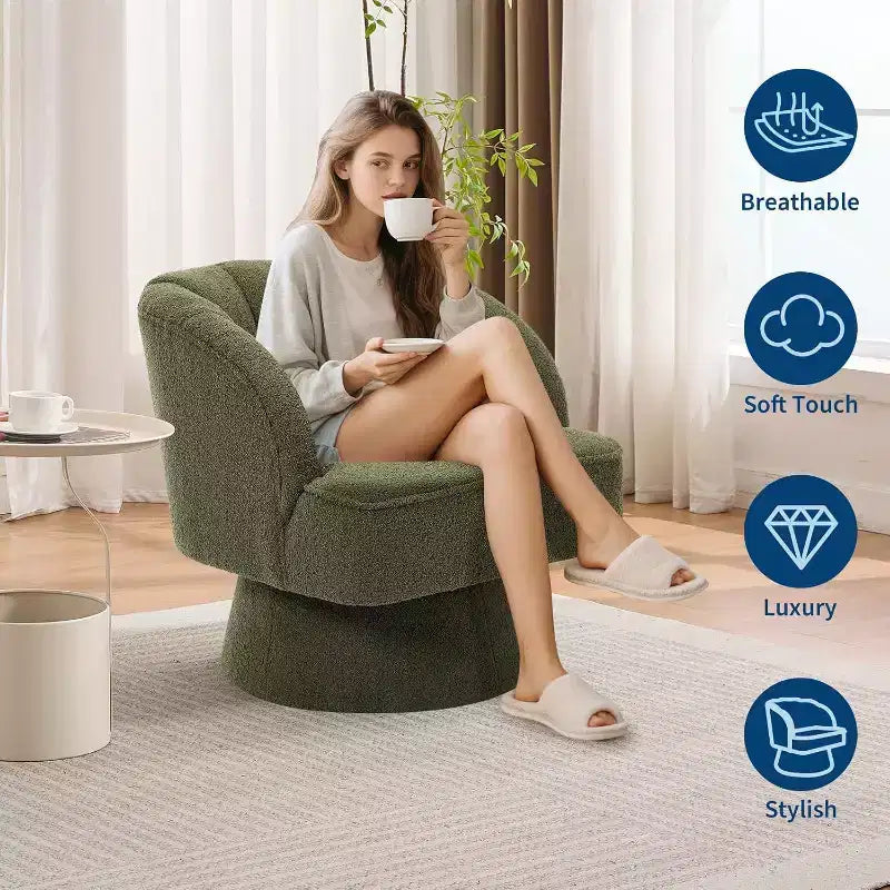 Poltrona girevole Acekool 360 - Poltrona lounge in morbido velluto teddy